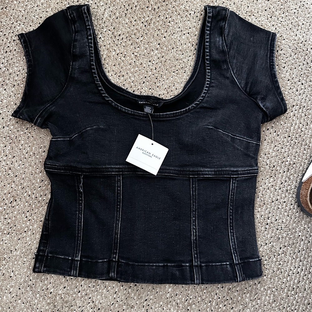 American Eagle Outfitters Black Denim Bodysuit